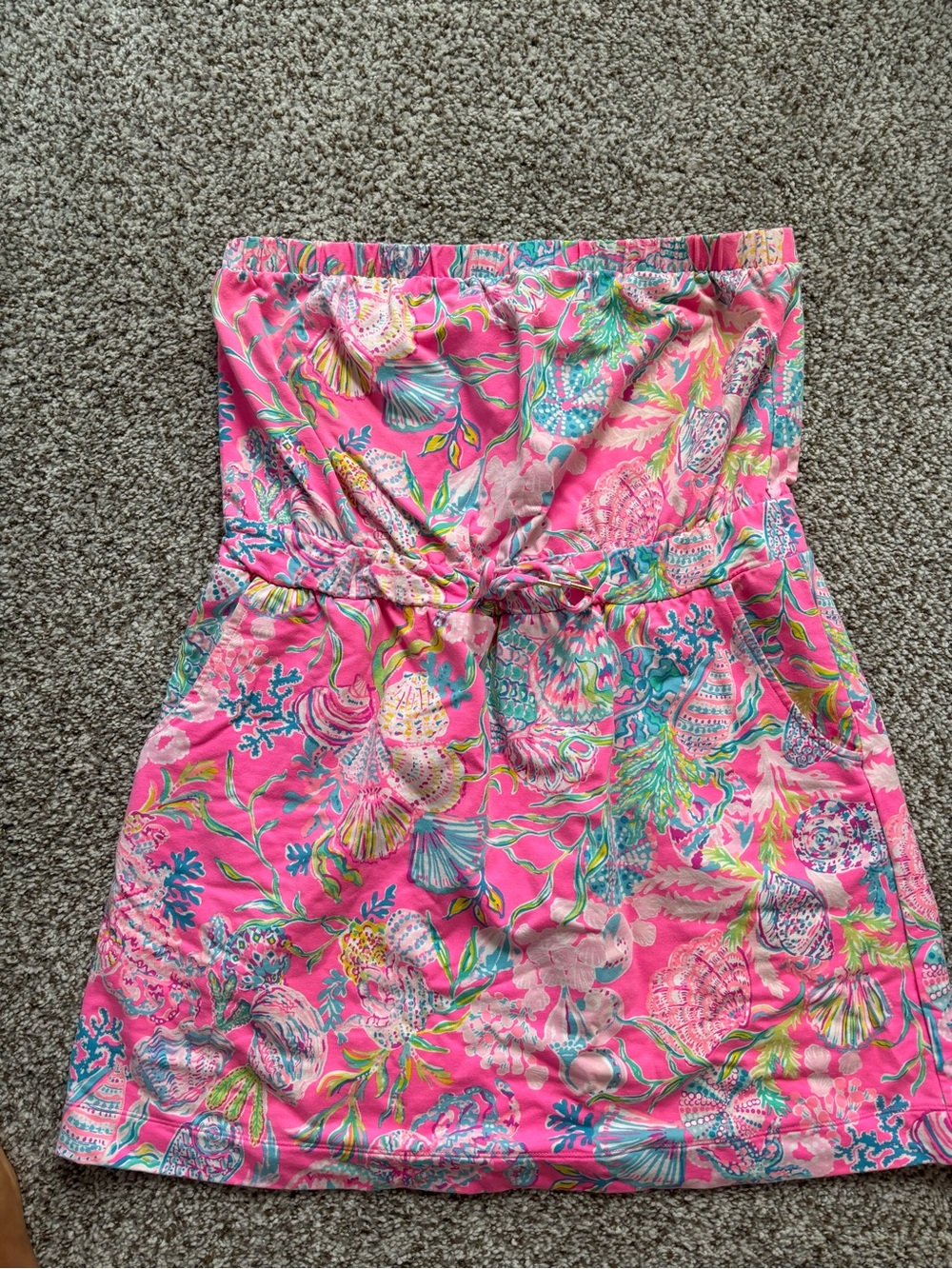 Lilly Pulitzer Pink Floral Seashell Strapless Beach Coverup